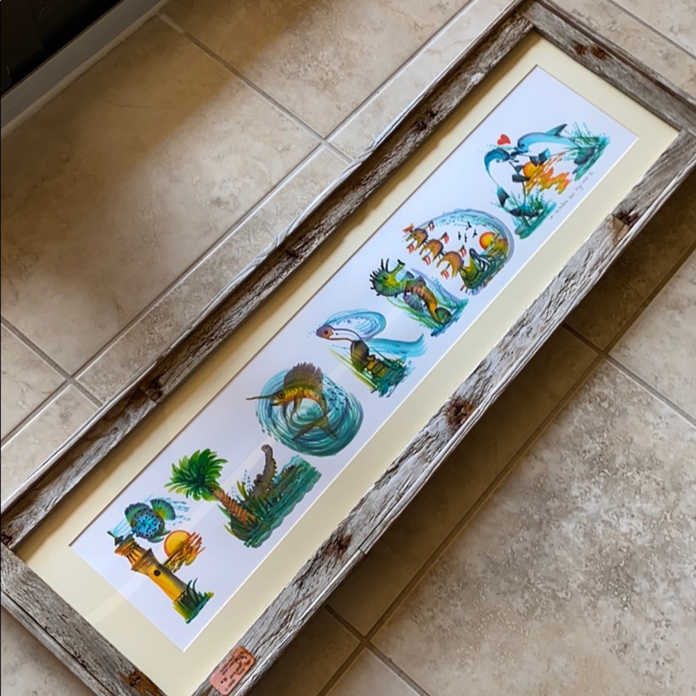FLORIDA hand painted watercolor framed